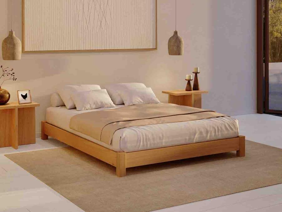 low platform bed in solid beech