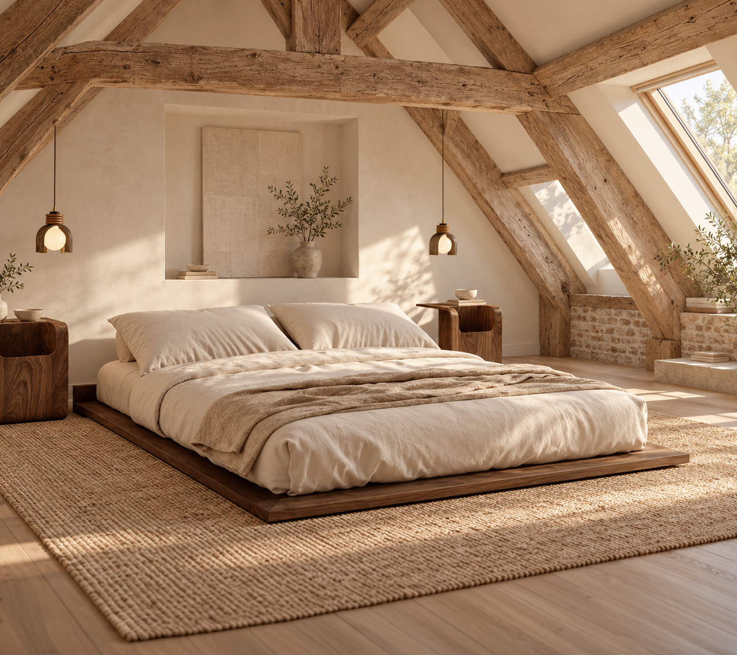 attic bedroom design Exposed Beams