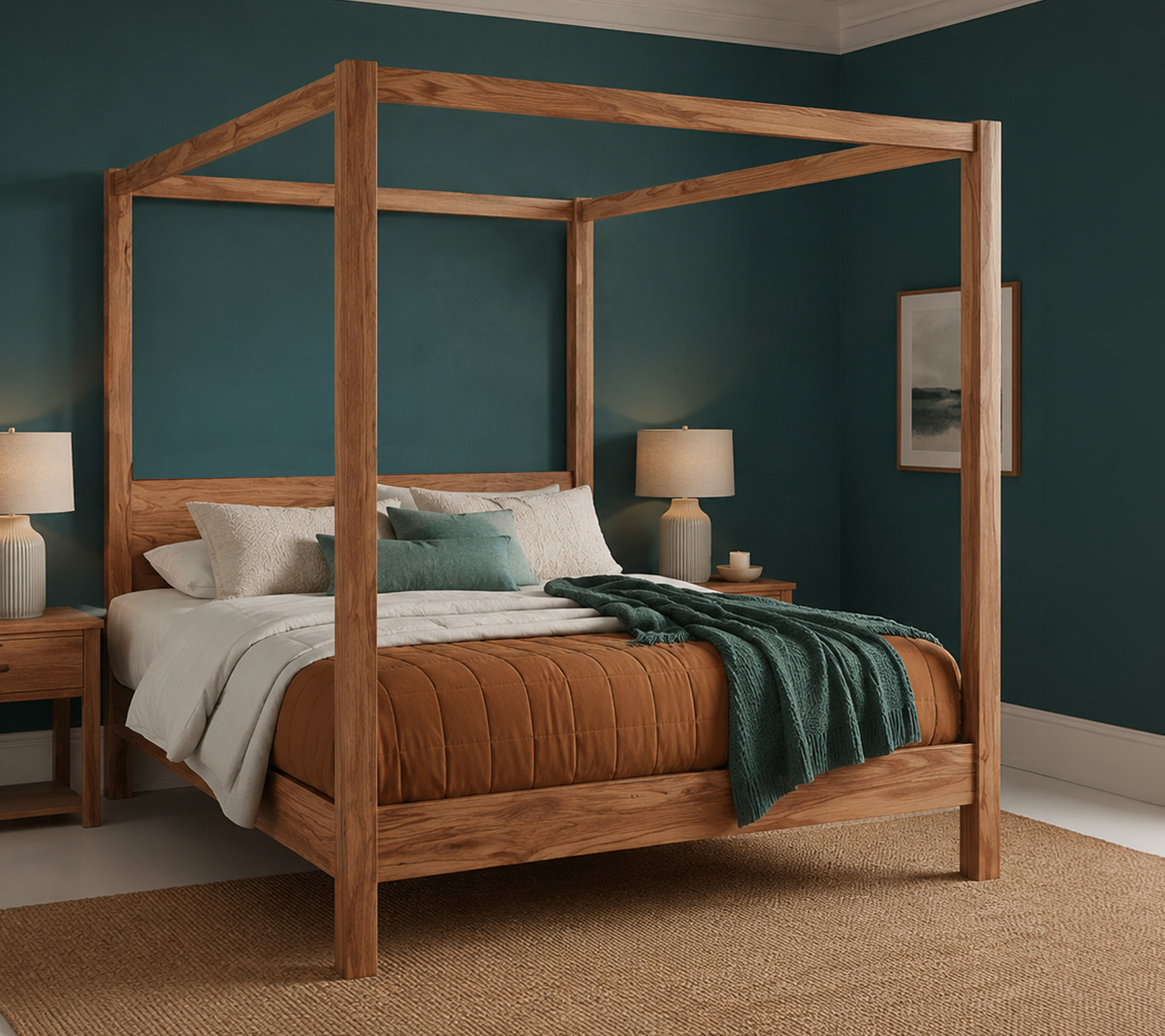 bedroom decor teal natural oak